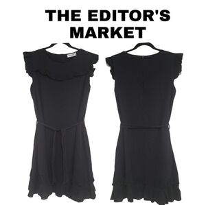 The Editor's Market short Sleeves round neck waist tie ruffle hem Maxi Dress